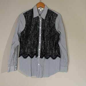 Etcetera Striped Button Down Shirt‎ Top Womens Size 12 Work Professional Dressy